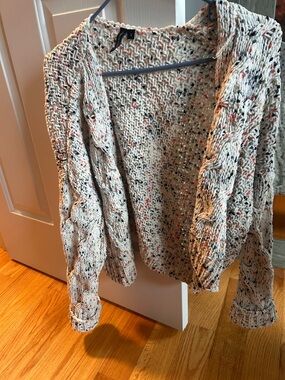 moon & madison Cream Speckled Open-Front Cardigan